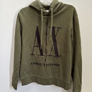 Armani Exchange A|X Icon Project Men's Green Pullover Hoodie Sz S Logo 90s Y2K